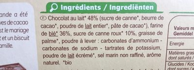 Biscuits chocolat au lait - Ingredientes - fr