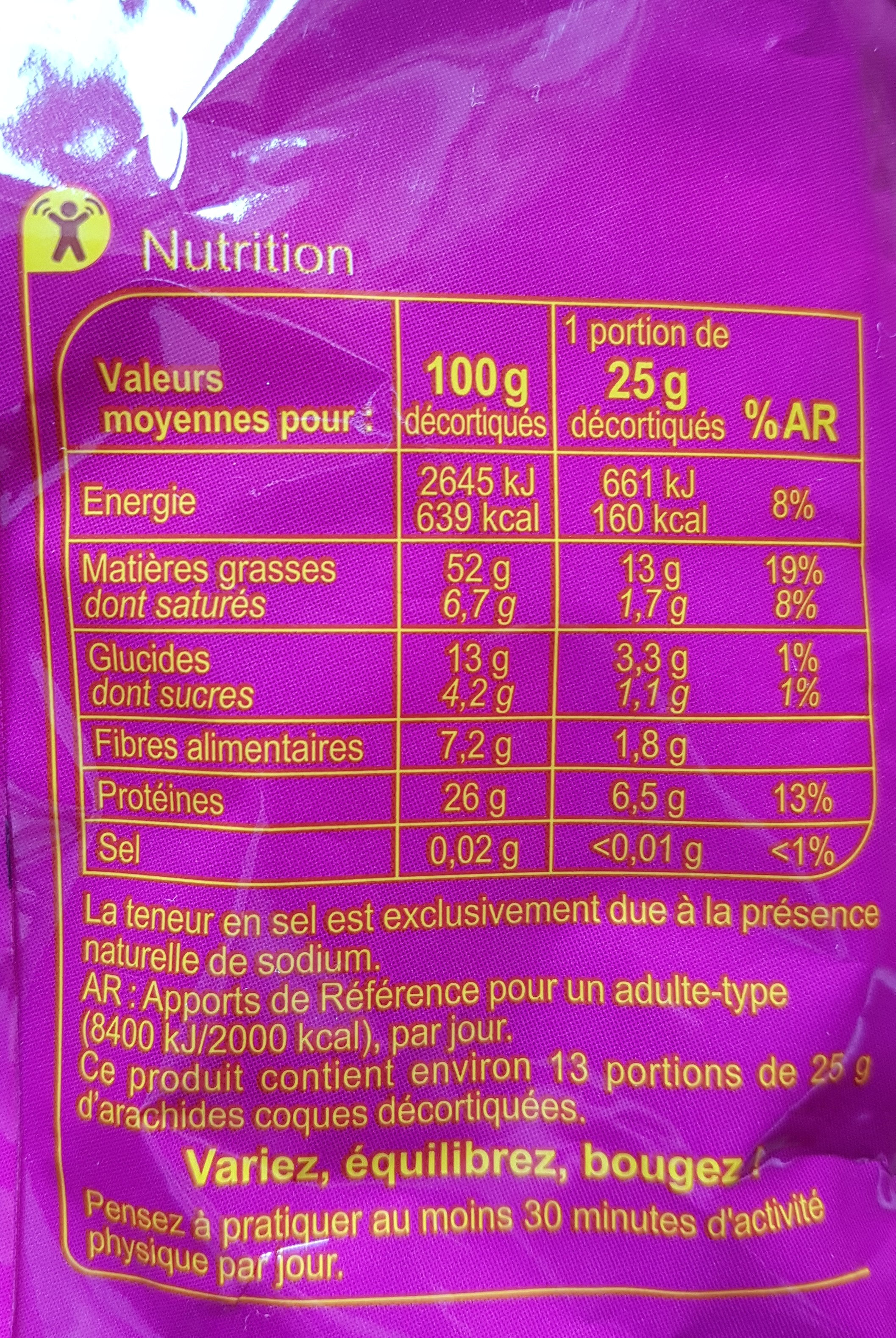 Arachides coques - Valori nutrizionali - fr