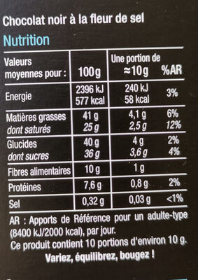 Fleur de sel noir - Nutrition facts