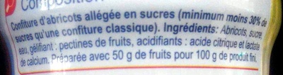 Abricot -30% de sucres - Ingrédients