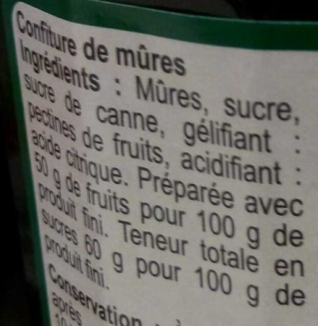 Confiture - Ingredients - fr