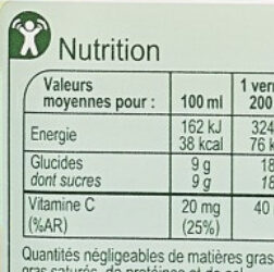 100% pur jus jus d'orange avec pulpe - Valori nutrizionali - fr