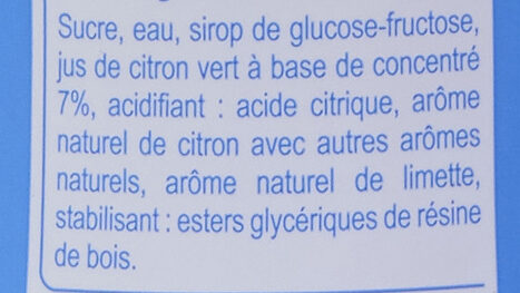 Sirop Citron vert - Ingredients - fr