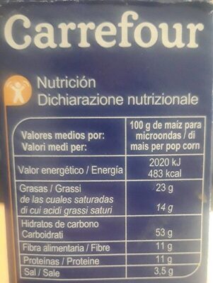 Carrefour Palomitas Saladas - Información nutricional - it