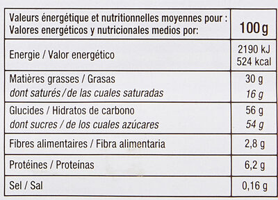 Assortiment de bonbons de chocolats - Información nutricional - fr