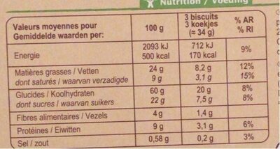 Biscuits Epeautre et Sésame - Nutrition facts - fr