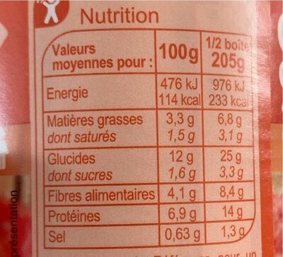 Chili con carne Bœuf - Nutrition facts - fr
