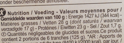 Raclette - Voedingswaarden - fr