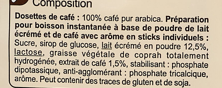 Dosettes de café Cappuccino - Ingredienti - fr