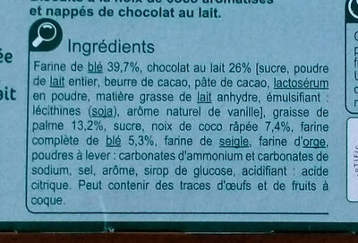 Chocograni chocolat au lait saveur coco - Ingredients - fr