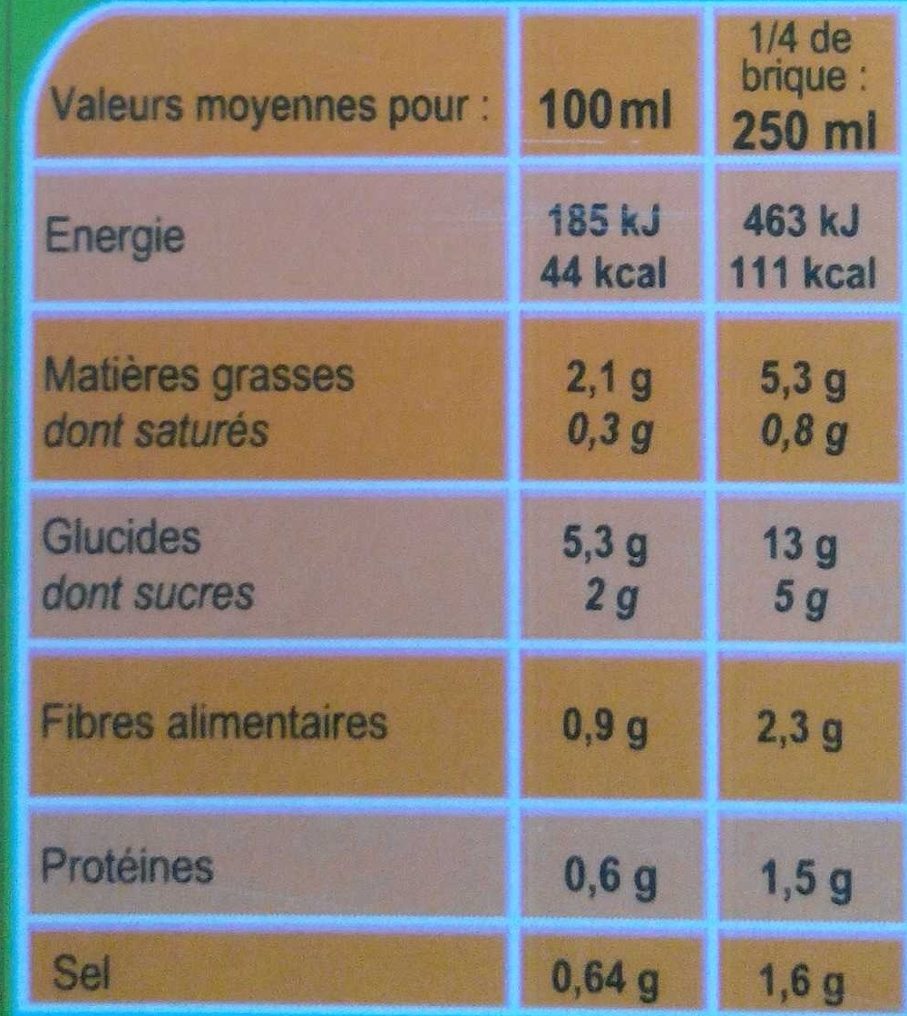 Veloute 8 legumes - حقائق غذائية - fr