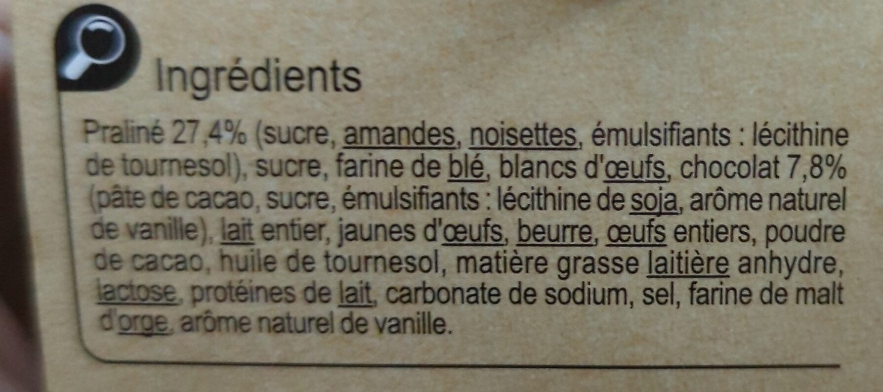 Fondant croustillant chocolat - Ingredients - fr