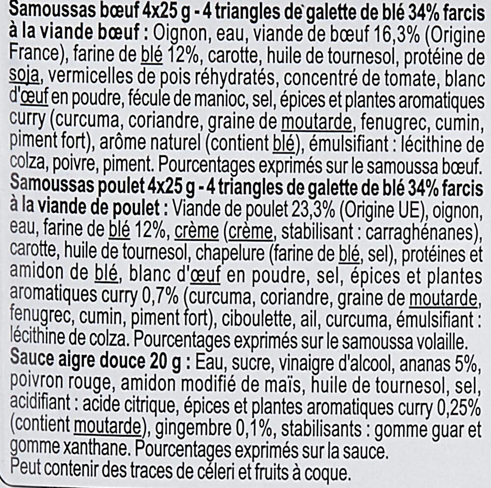 MINI SAMOUSSAS Bœuf Volaille - Ingredients - fr