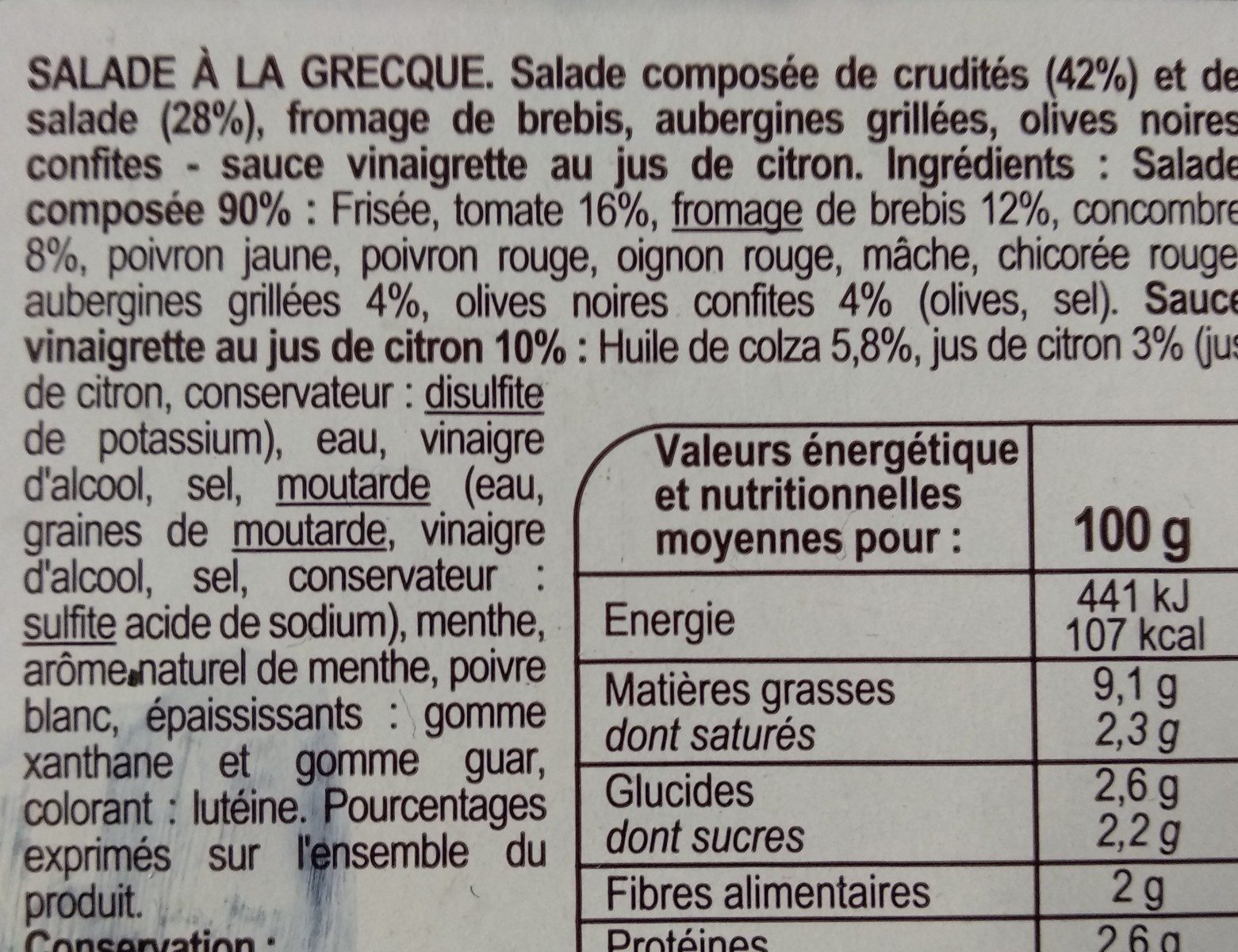Salade à la grecque - Ingrediënten - fr