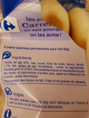 Pains hot dog nature - Ingredientes - fr