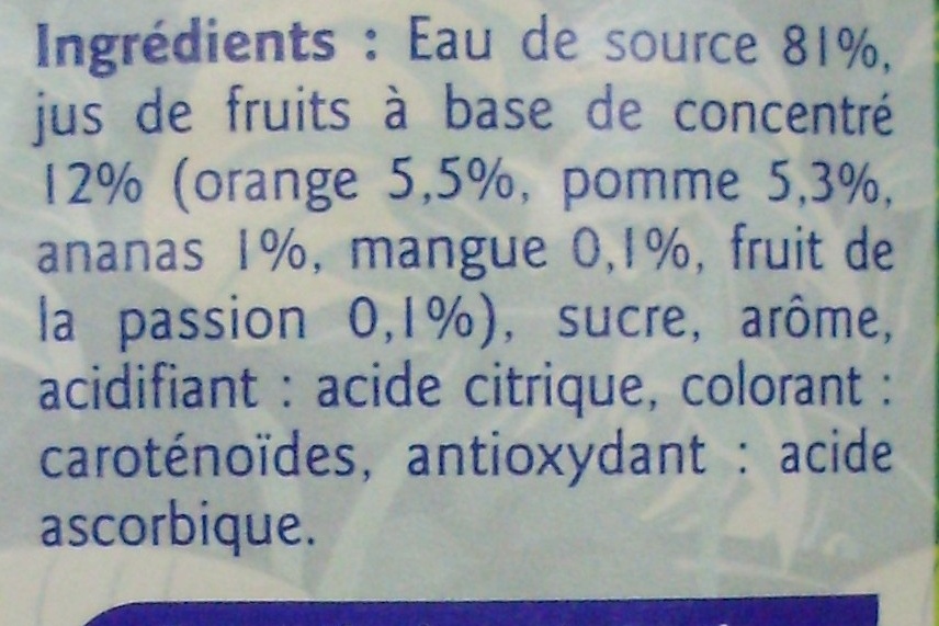 Boisson aux fruits Saveur Tropical - Ingredients - fr