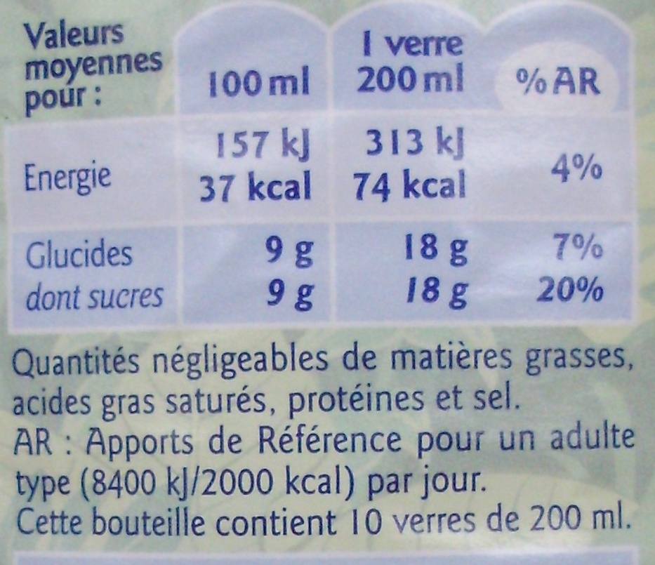 Boisson aux fruits Saveur Tropical - Nutrition facts - fr