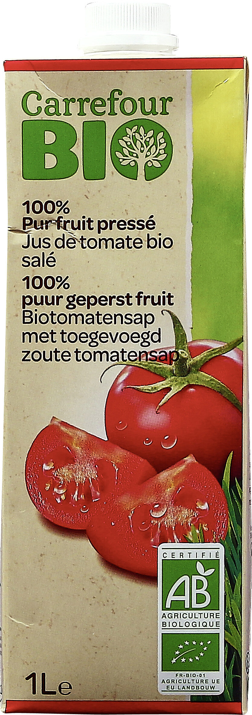 100 % Pur fruit pressé, Jus de tomate bio salé à 3 g/l - Producte - fr