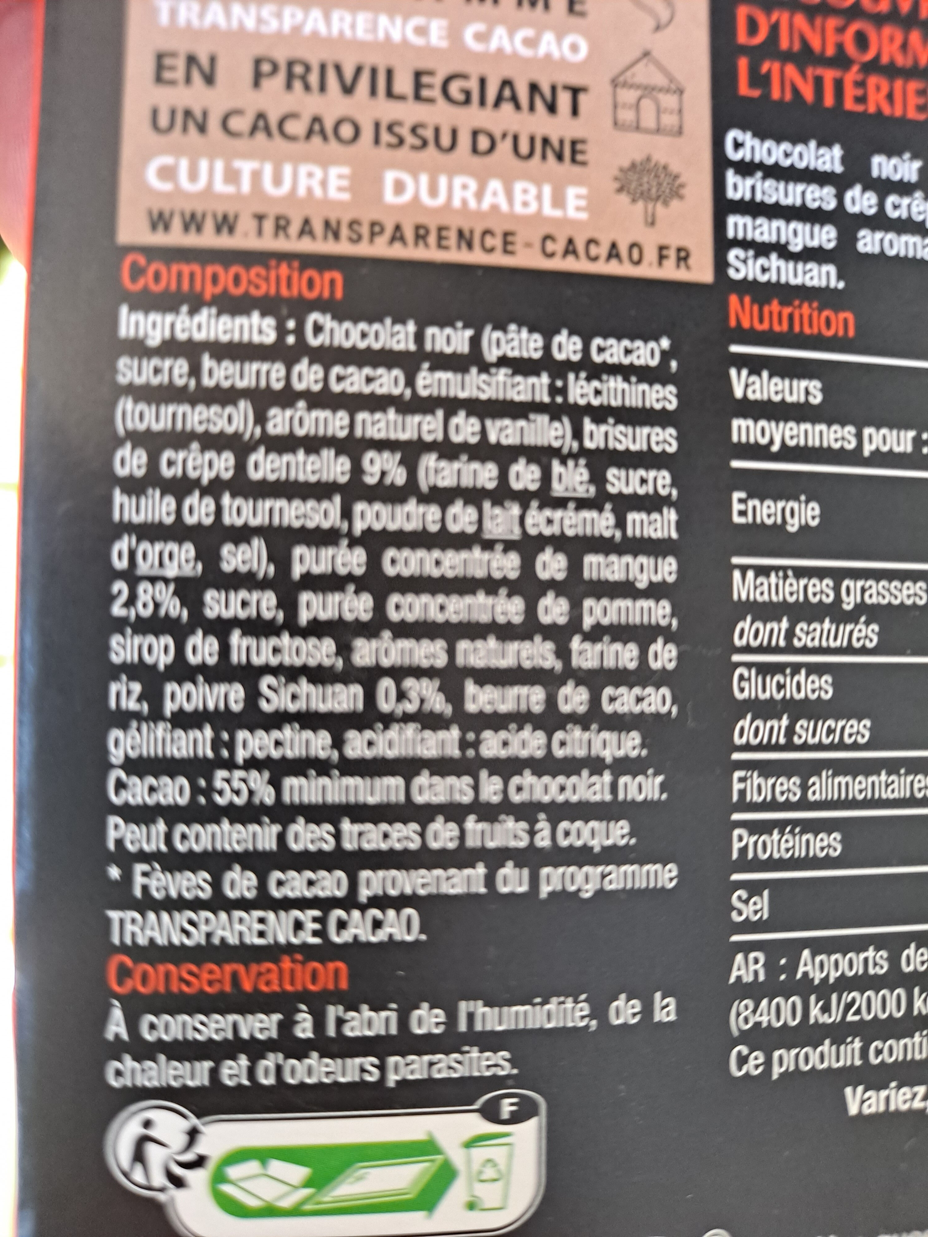 Saveur mangue & poivre sichuan noir - Ingredients - fr