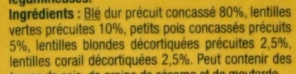 Boulgour & lentilles, petits pois - Ingredienti - fr