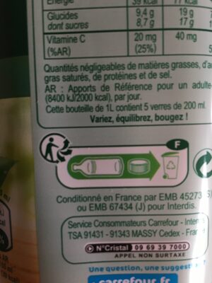100% pur jus jus d'orange sans pulpe - Recycling instructions and/or packaging information - fr