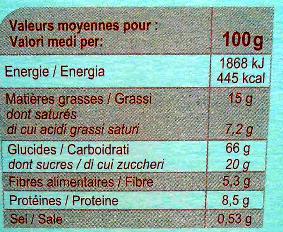Muesli croustillant aux fruits secs - حقائق غذائية - fr