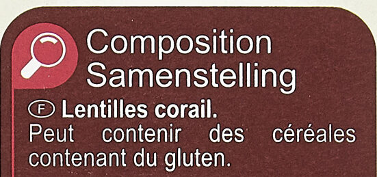 Lentilles Corail Top Chrono - Ingrédients