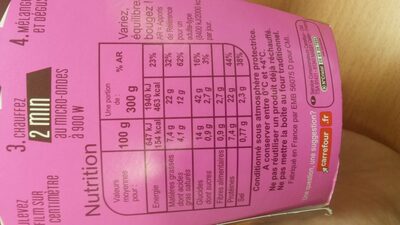 Macaroni jambon fromages - Nutrition facts - fr