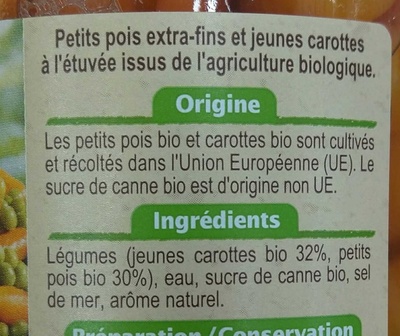 Petits pois Extra Fins et jeunes carottes - Ingrediënten - fr