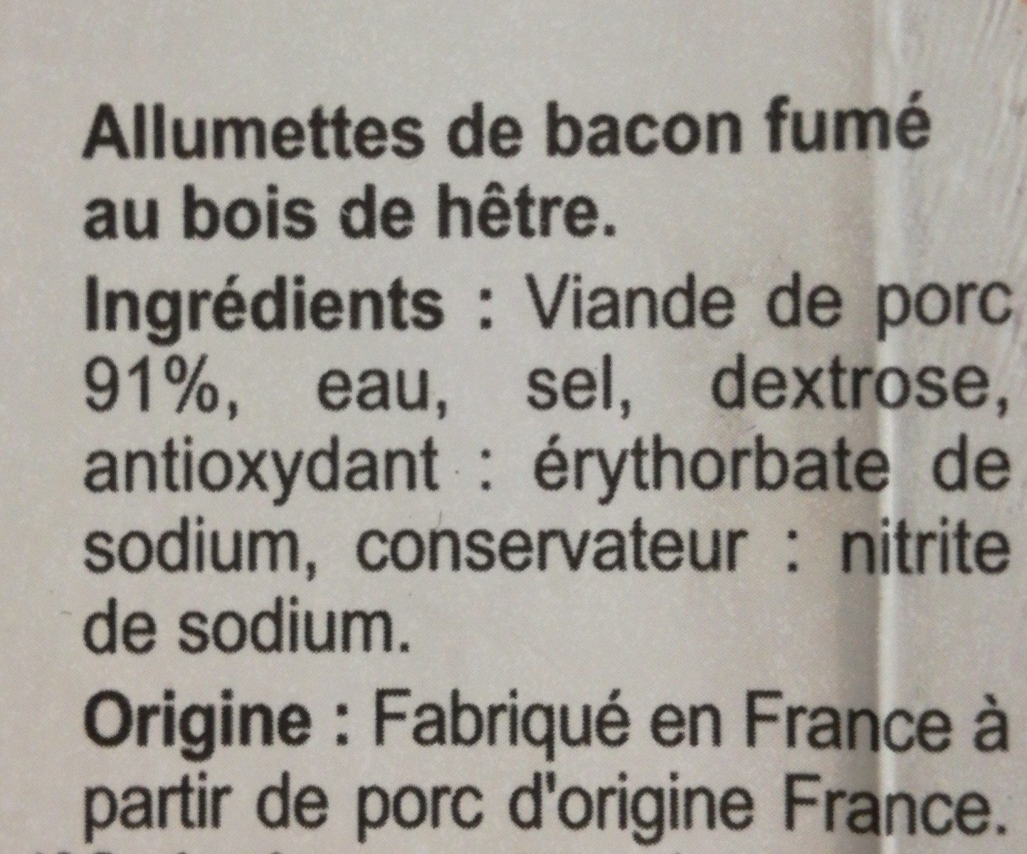 Allumettes de Bacon Fumées - Ingrédients