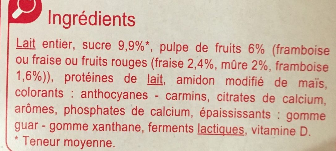 BRASSE Fraise (ou) Framboise (ou) Fruits Rouges - Ingredienti - fr