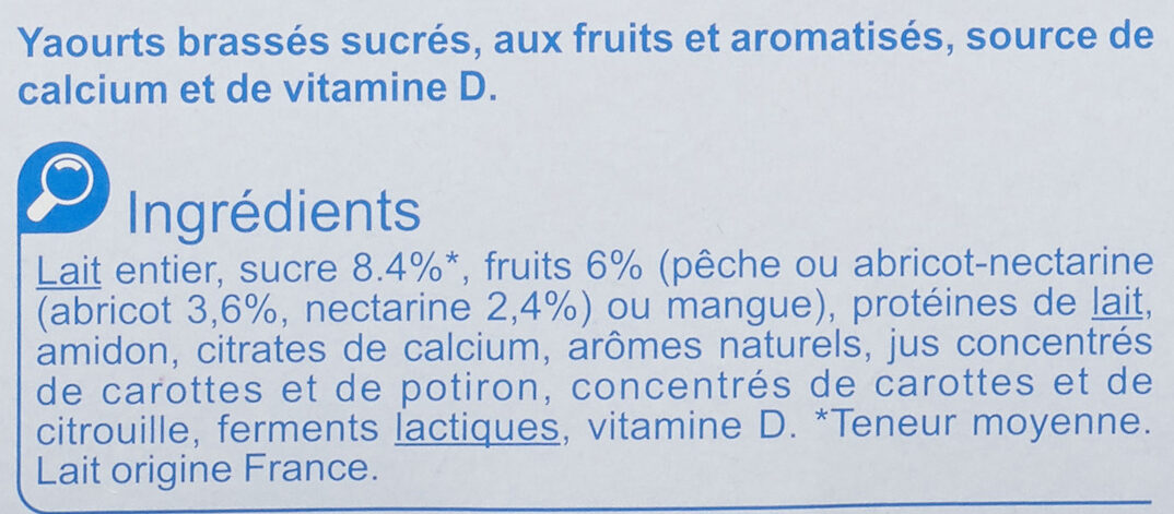 Brassé fruits jaunes mixés - Ingrediënten - fr