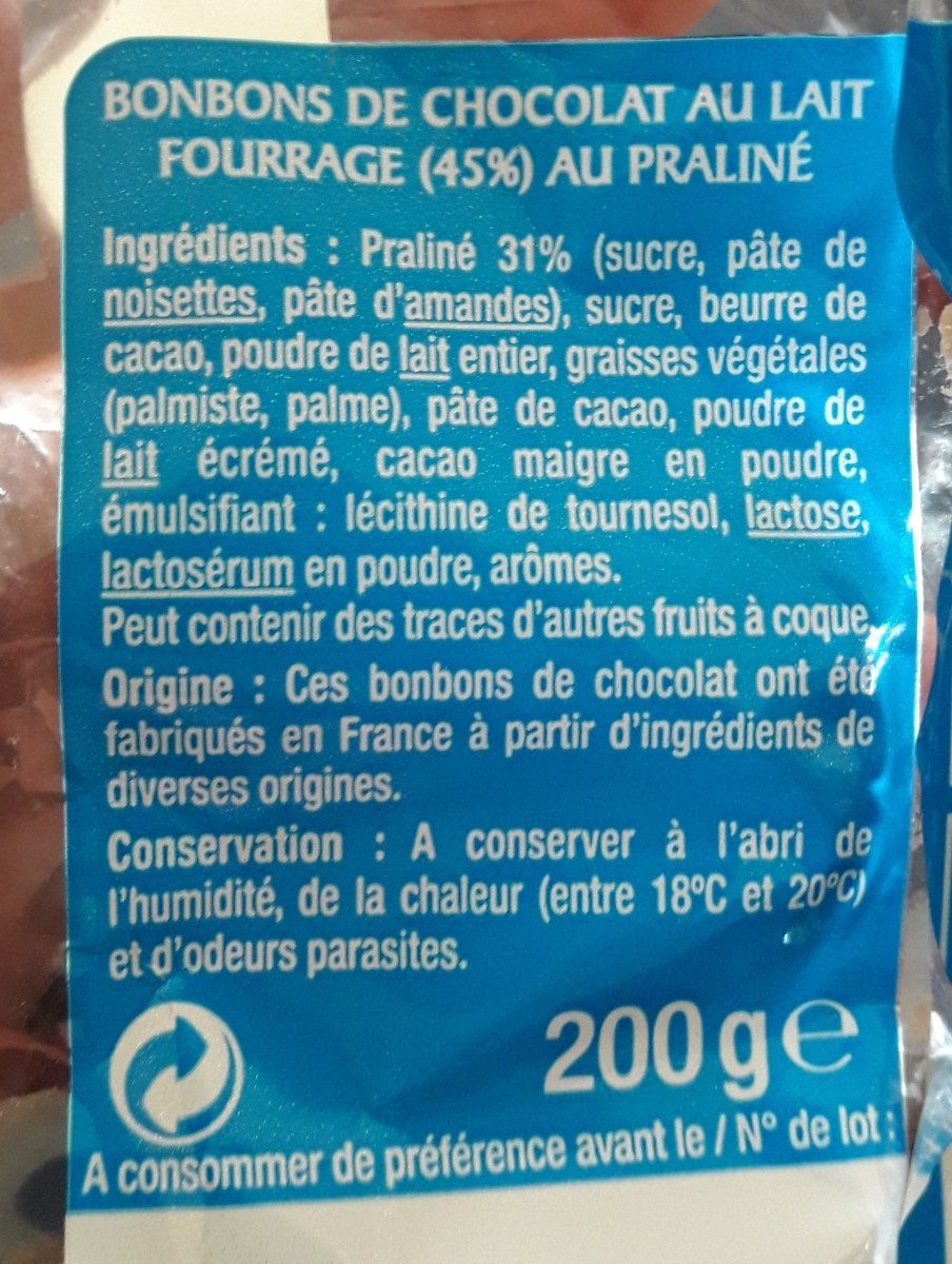 Friture chocolat au lait praliné - Ingredients - fr