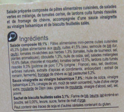 Salade Pâte Chèvre, Les Classiques - Ingredienser - fr