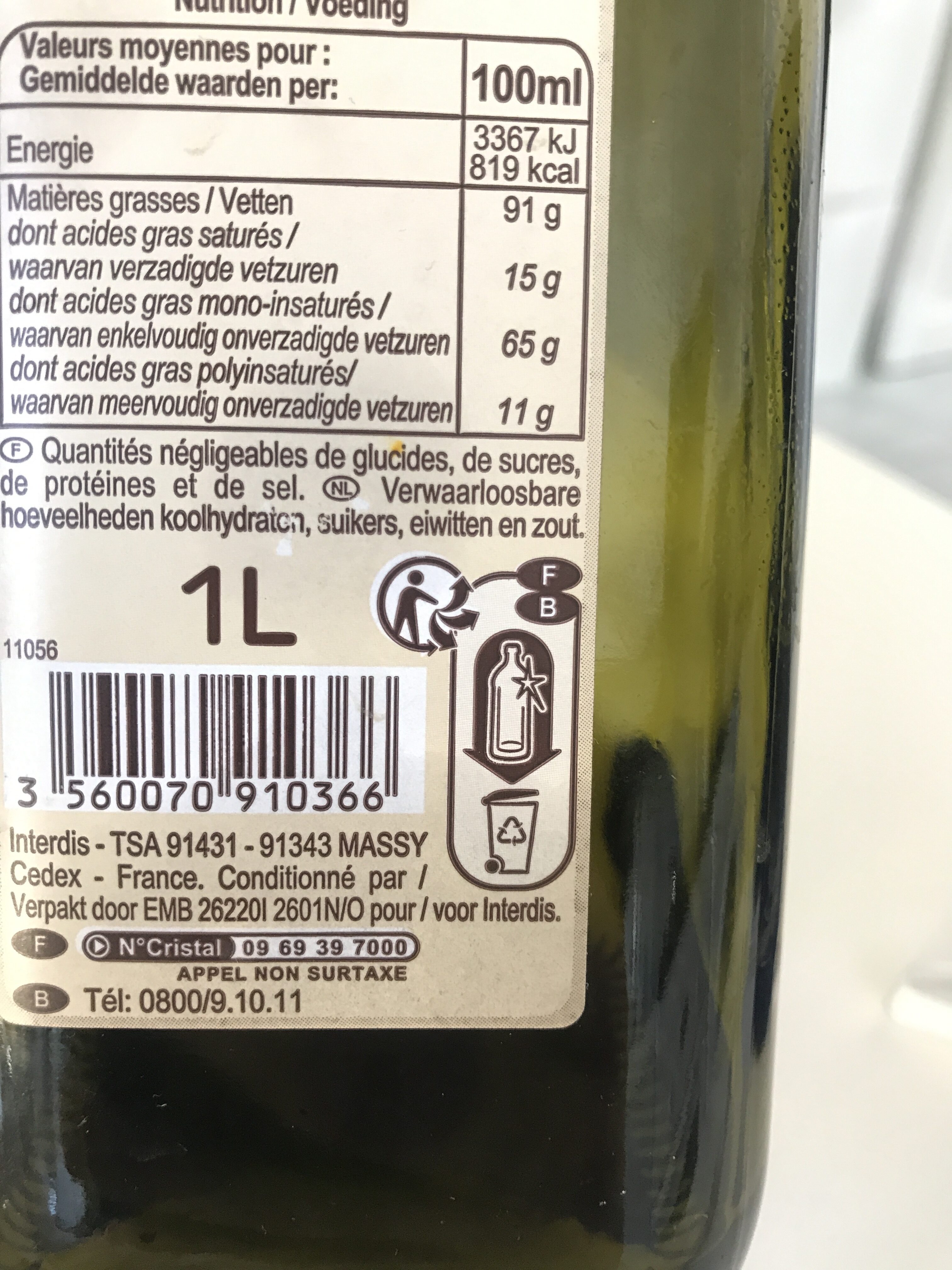 Huile d'olive vierge extra - Instruction de recyclage et/ou informations d'emballage