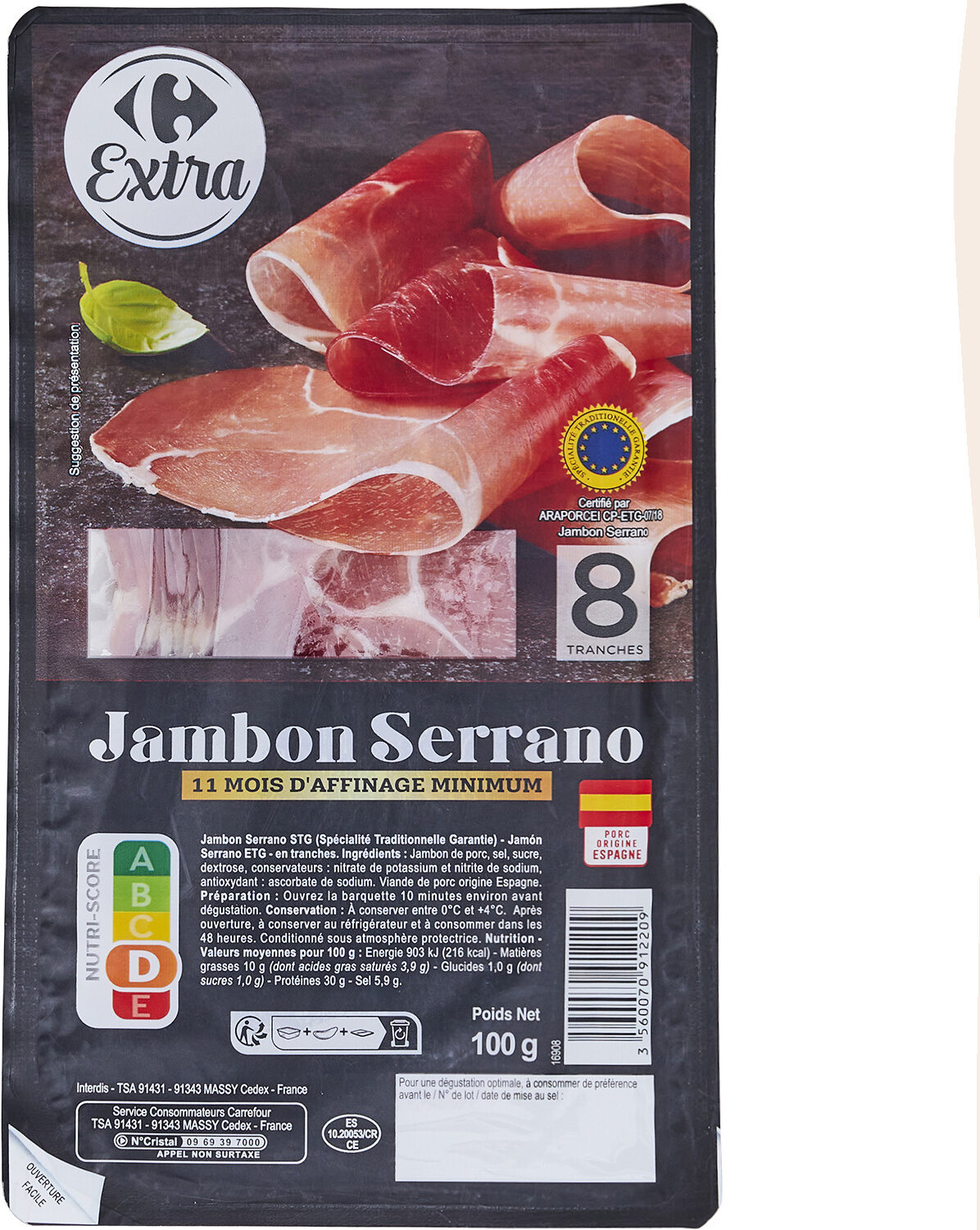Jambon Serrano 11 mois d'affinage minimum - Product - fr