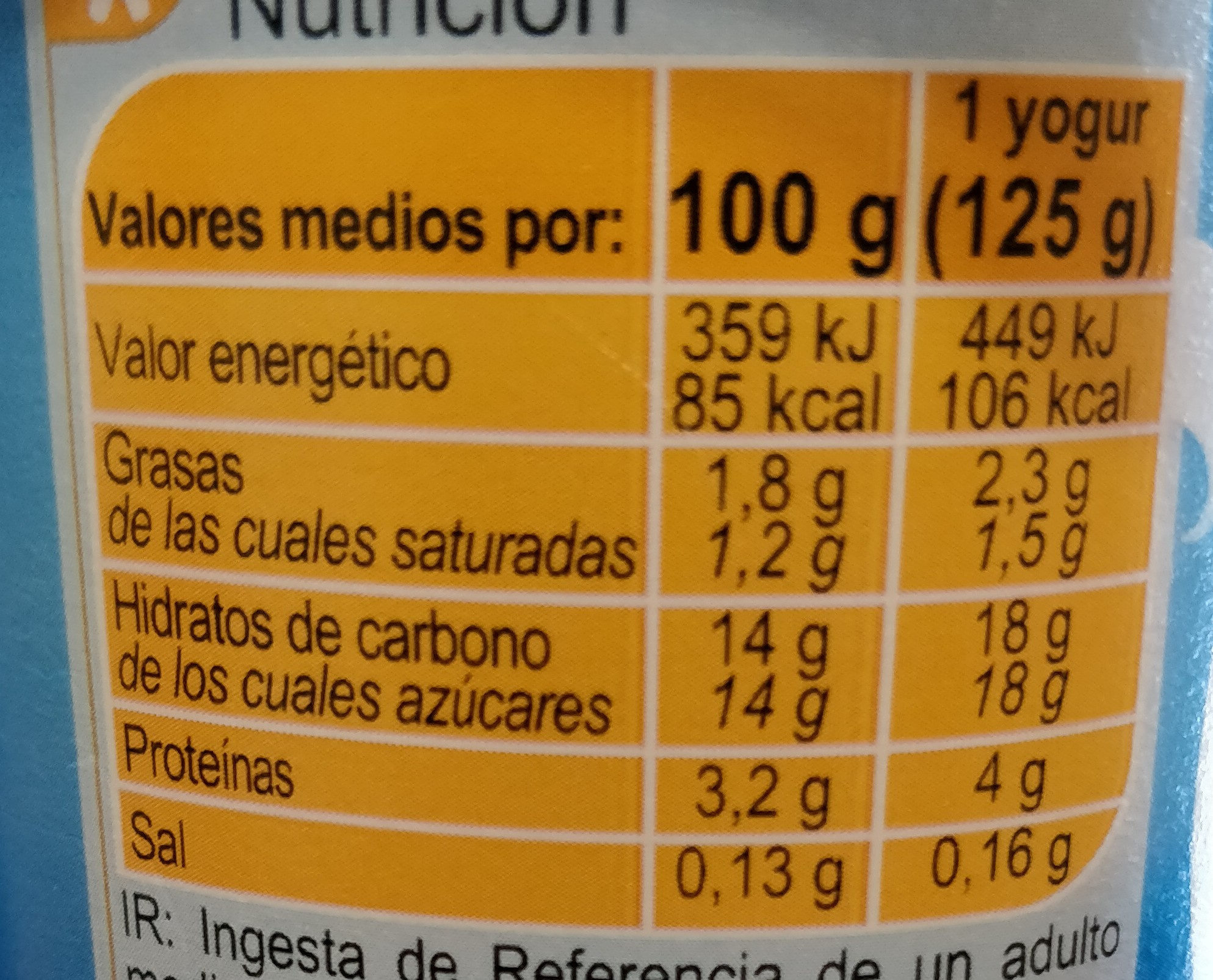 Yogur sabor a coco - Nährwertangaben - es