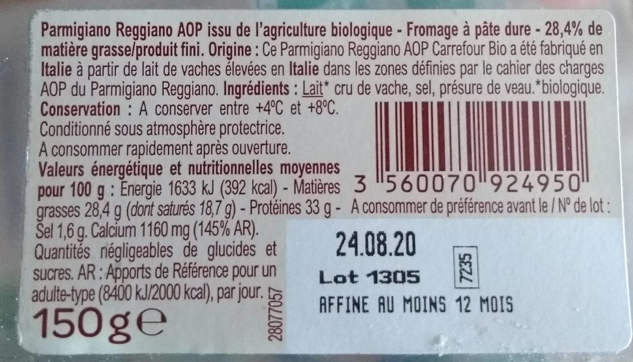 Parmigiano Reggiano bio Bio - Ingrédients