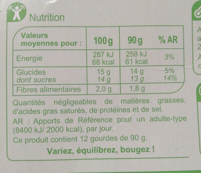 FRUIT &Cie POMME - Valori nutrizionali - fr