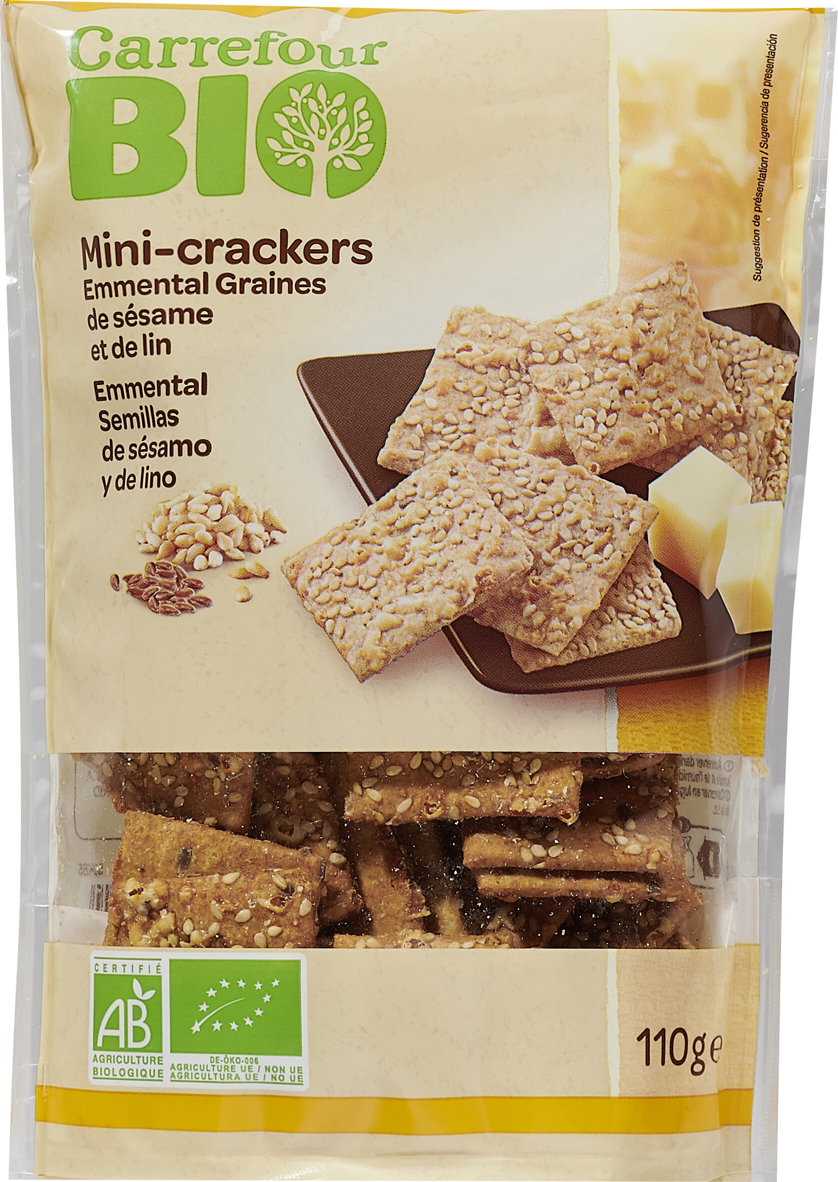 Mini-crackers Emmental Graines de sésame et de lin - Producte - fr