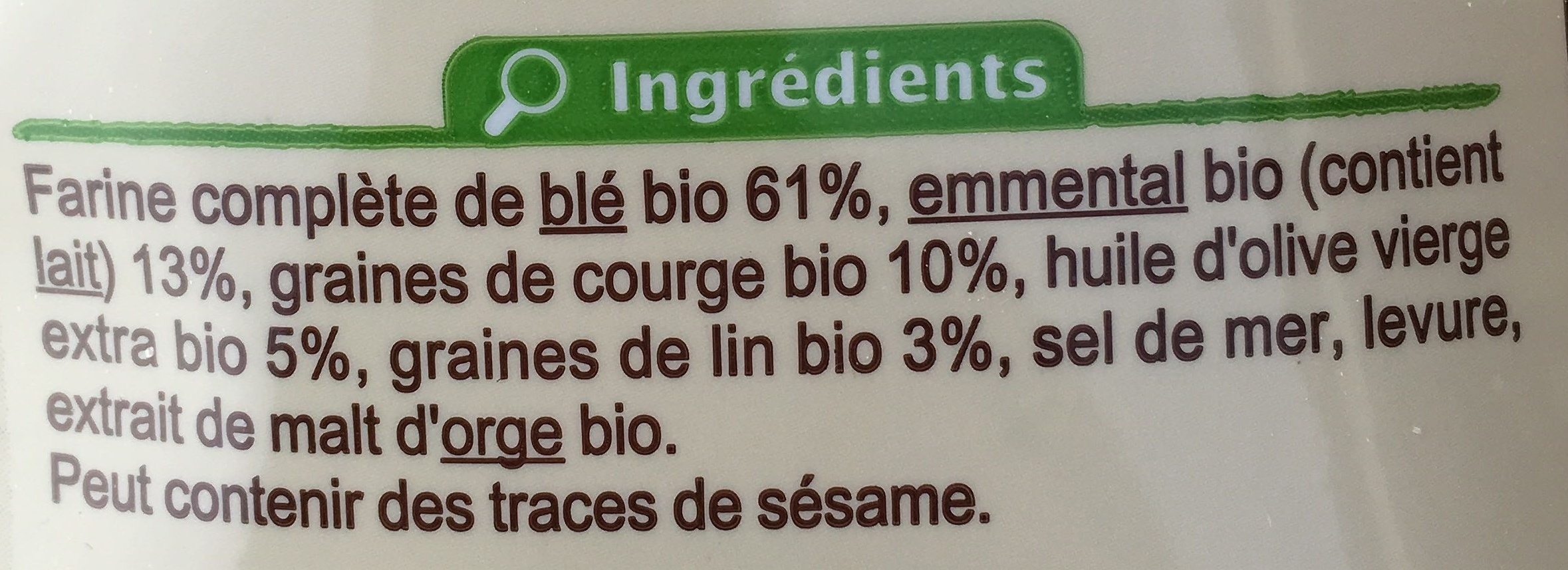 Mini-crackers emmental et graines de courge - Ingredients - fr