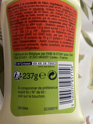 Mayonnaise à la moutarde de Dijon - Instruccions de reciclatge i/o informació d’embalatge - fr
