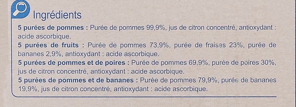 Fruit &Cie 18 POMME 18 POMME FRAISE 18 POMME POIRE 18 POMME BANANE - Ingredienti - fr