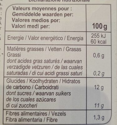 Pomme sans sucre ajoutés - Informació nutricional - fr