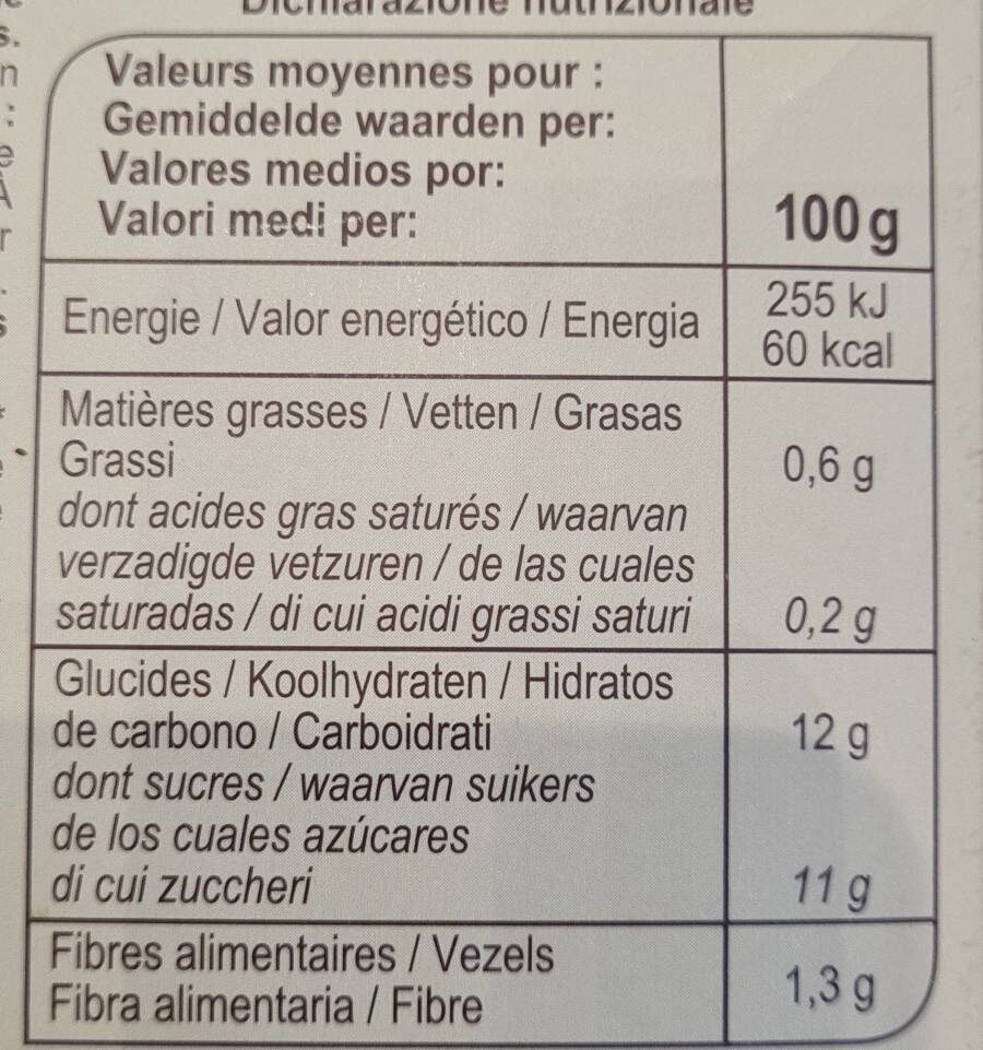 Pomme sans sucre ajoutés - Informació nutricional - fr