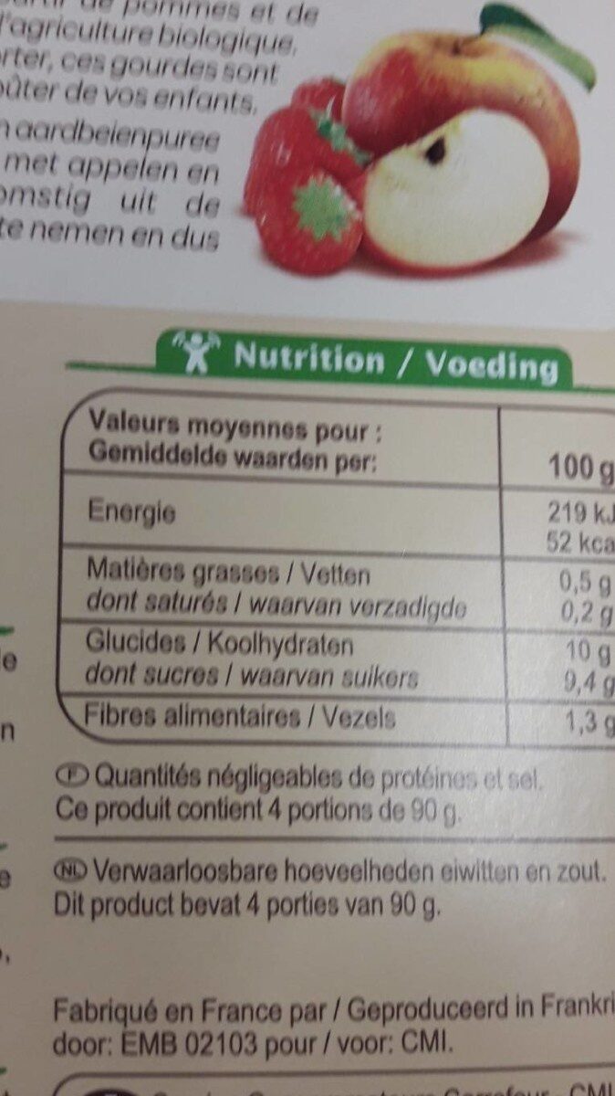 Purée pommes fraises - Informació nutricional - fr
