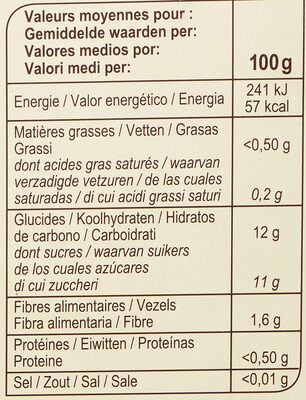 Pomme Poire Sans sucres ajoutés* - Información nutricional - fr