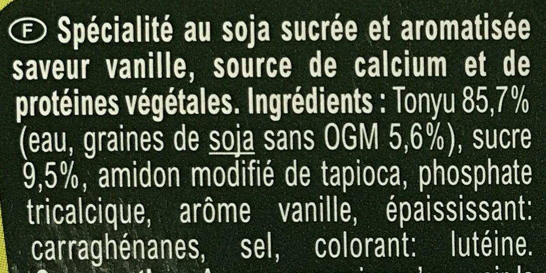 SOJA saveur Vanille - Ingrédients