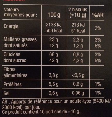 Crêpe dentelle au chocolat noir - Valori nutrizionali - fr
