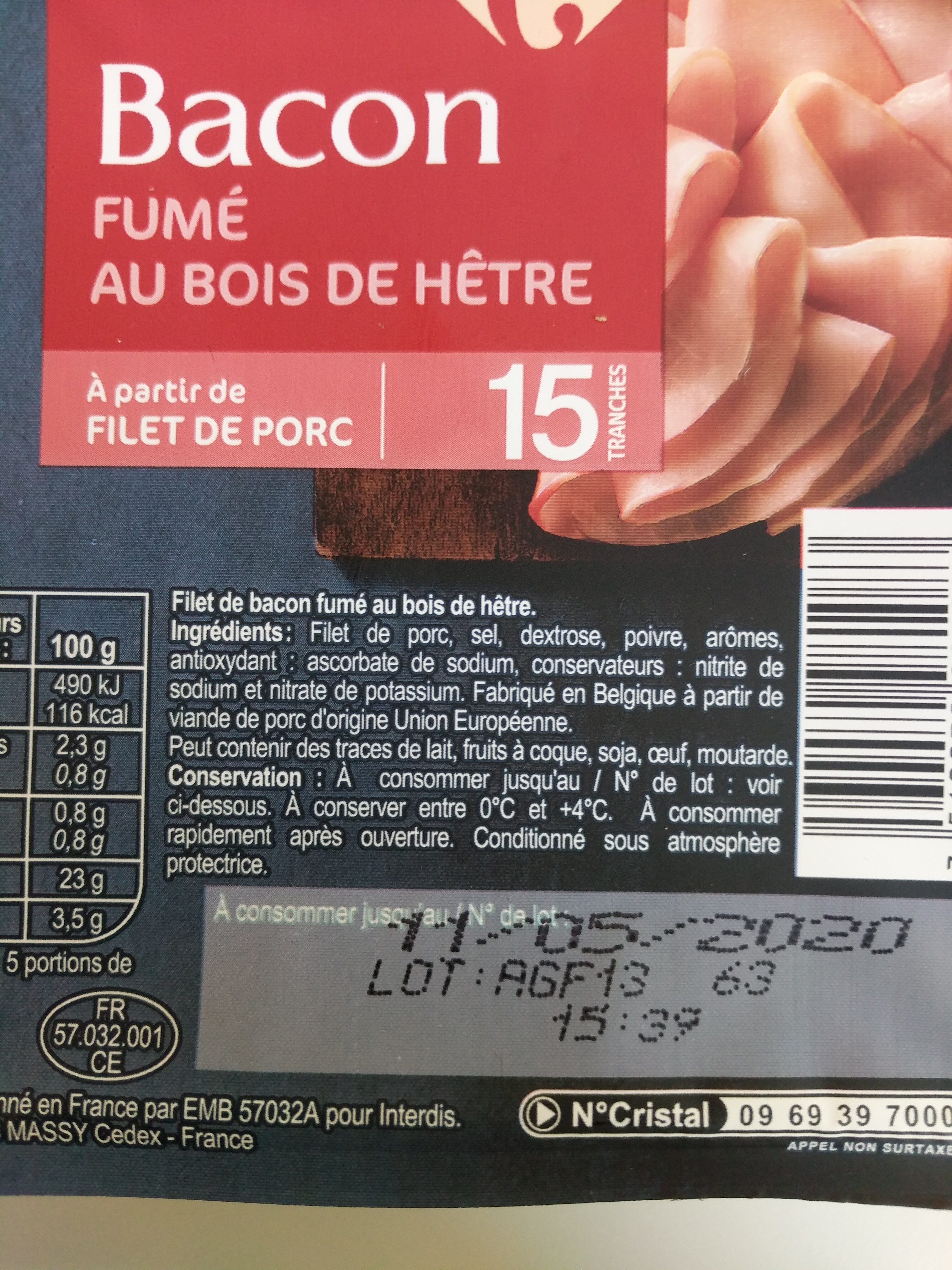 Bacon fumé au bois de hêtre - Ingrediënten - fr